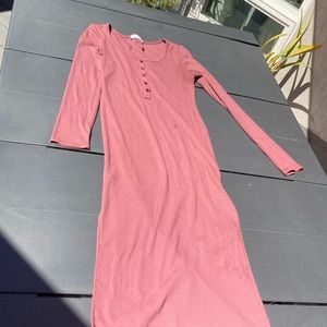 Long sleeve ribbed double side slits dress